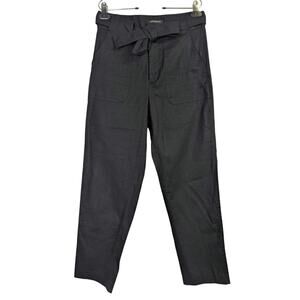 Banana Republic Linen Cotton Pants Womens 4 Black Bow Straight Leg Factory